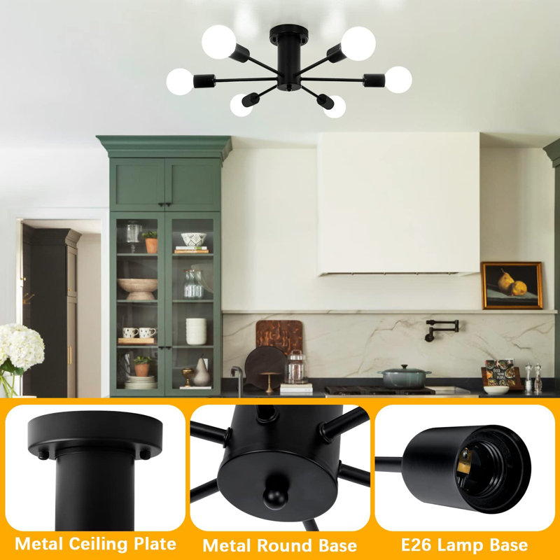 Wrought Studio Annasofia Dimmable Modern Linear Chandelier Sputnik Semi